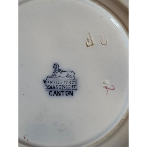 P. Regout & Co. Canton Porcelain 8.5" Plate Polychrome Chinese Tea House c.1860 - Picture 7 of 8